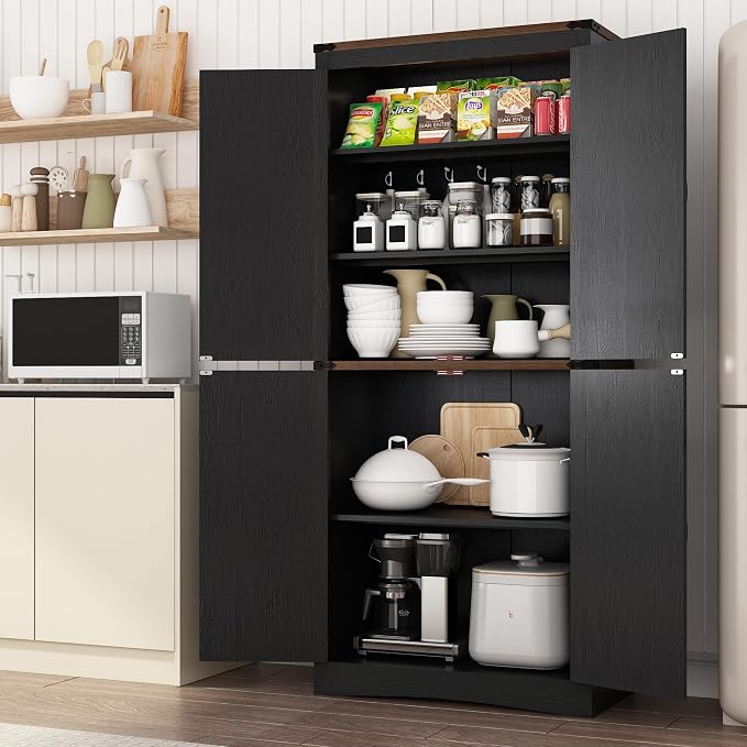 71in Farmhouse Kitchen Pantry Cabinet, Tall Storage Cabinet - Image 6