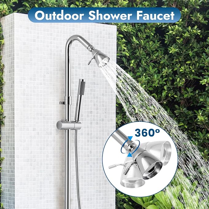 Polish Chrome Wall Mount Outdoor Shower Kit - Image 2