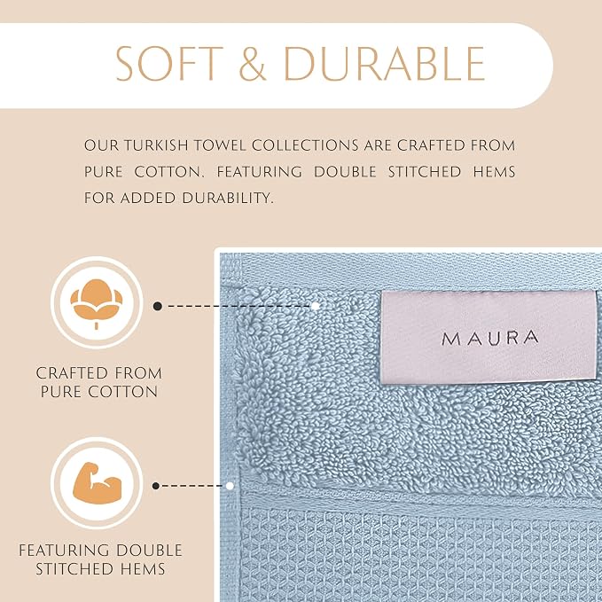 MAURA Light Blue Bath Towel Set of 8 - Image 3