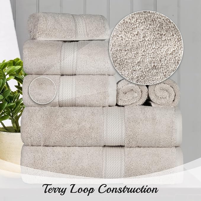 Superior Egyptian Cotton Pile 8 Piece Towel Set, Includes 2 Bath, 2 Hand - Image 10