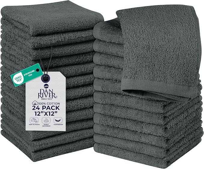 DAN RIVER 24 Pack Wash Cloths for Showering by DanRiver