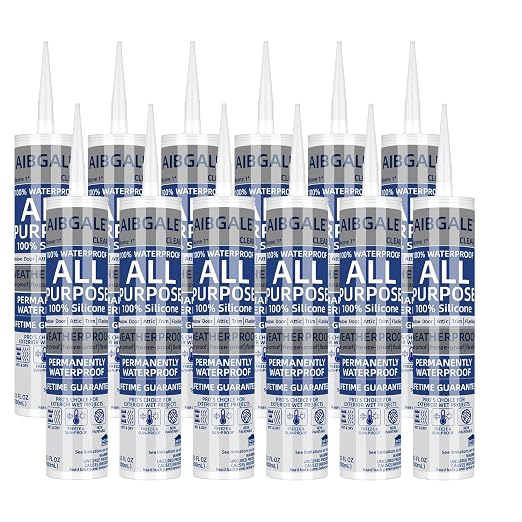 12 Pack of Clear Silicone Sealant, All-Purpose 100% Waterproof Silicone Caulk by AIBGALE