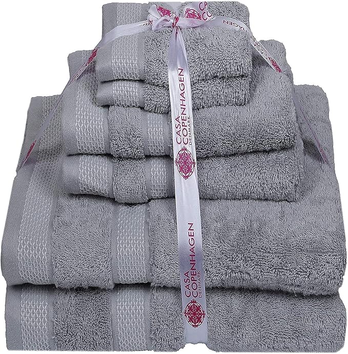 CASA COPENHAGEN Solitaire 6 Pieces Towel Set- Grey Violet, 600 GSM 2 Bath Towel - Image 4