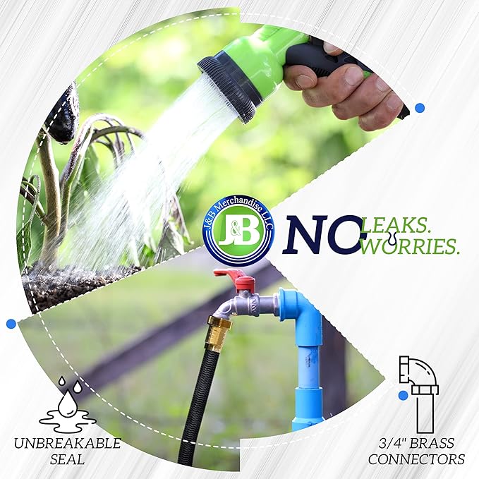 J&B XpandaHose 50ft Expandable Garden Hose – Ultra-Strong 3750D, 4-Layer Latex - Image 8