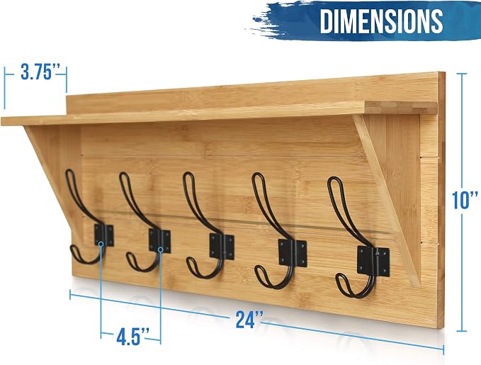 HBCY Creations Rustic Wall Mounted Coat Rack - Image 2