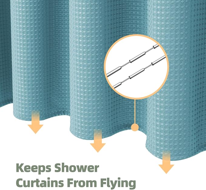 LaCyan 3 in 1 Waterproof Waffle Weave Shower Curtain and Clear Liner Set - Image 4