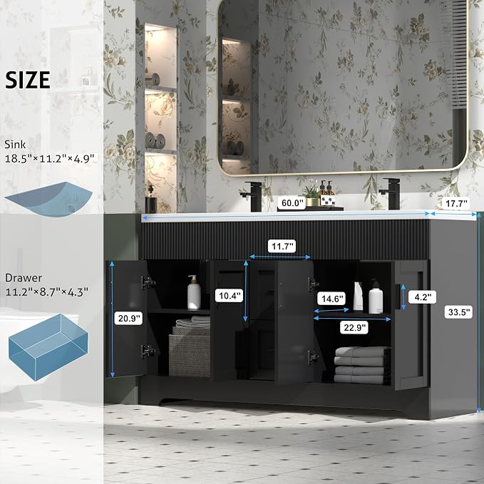 eclife 60" Bathroom Vanities Sink Combo - Image 3