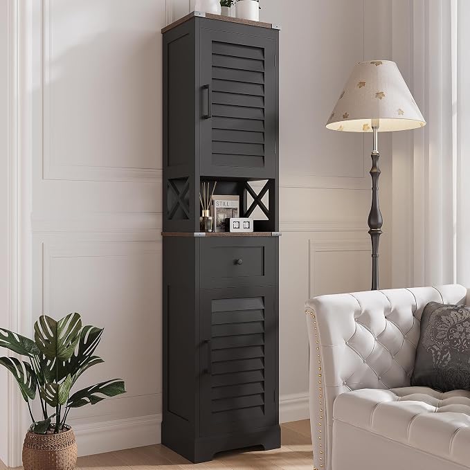 ChooChoo Farmhouse Storage Cabinet, Tall Bathroom Storage Cabinet by ChooChoo