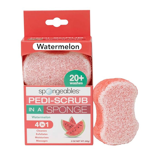 Spongables Pedi Scrub Foot Exfoliating 20+ Wash Sponge, Watermelon by Spongeables