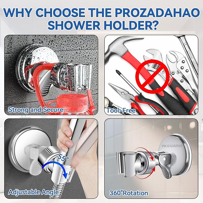 Adjustable Shower Head Holder, Bathroom Suction Cup Bracket - Image 2