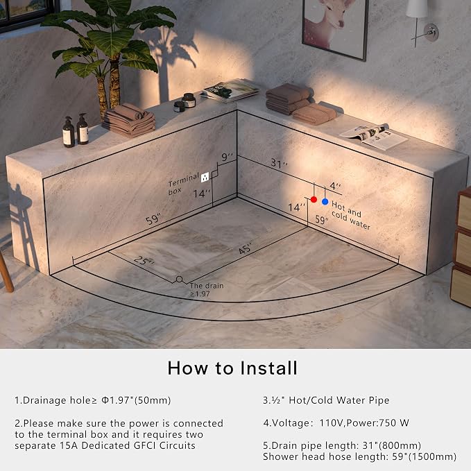Empava 59" Corner Whirlpool Bathtub - Image 8