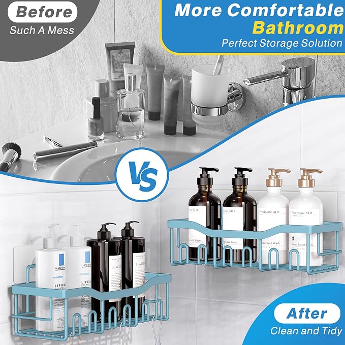 EUDELE Shower Caddy 2 Pack, Adhesive Shower Organizer - Image 4