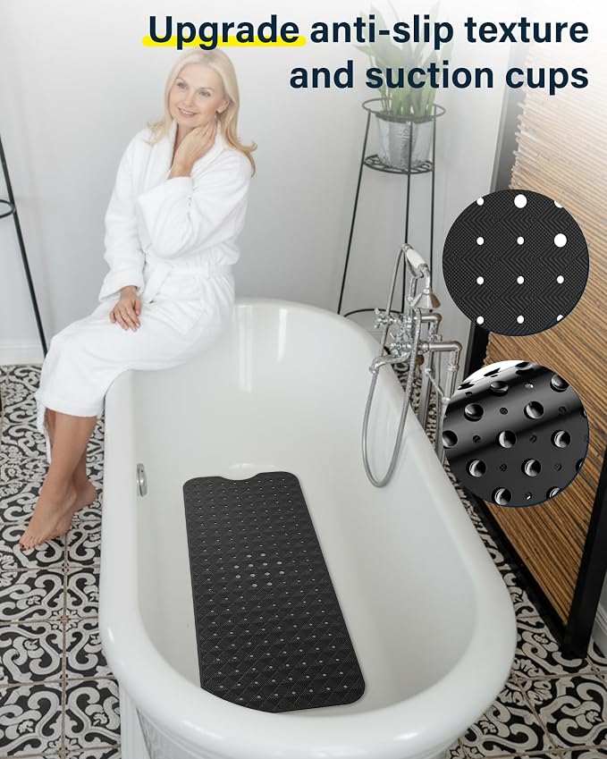 Non Slip Bathtub Mat for Tub & Shower, Machine Washable 40"x16" Anti Slip Bath - Image 2