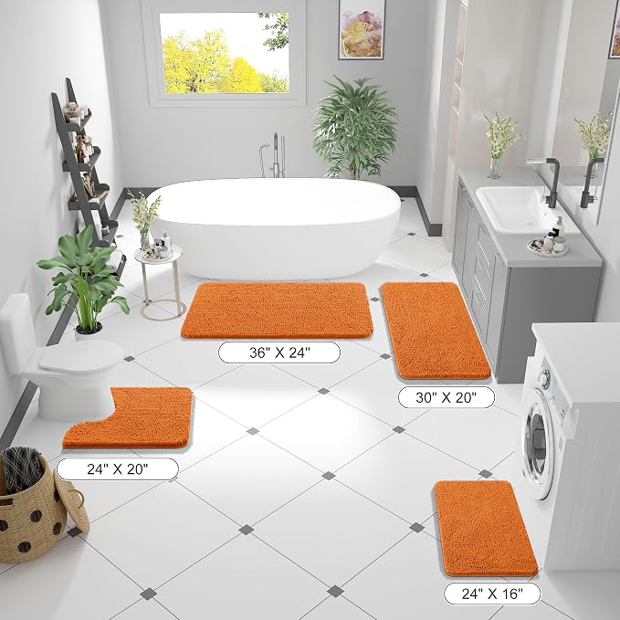 OLANLY Bathroom Rugs 36x24, Extra Soft Absorbent Chenille Bath Rugs, Rubber - Image 2
