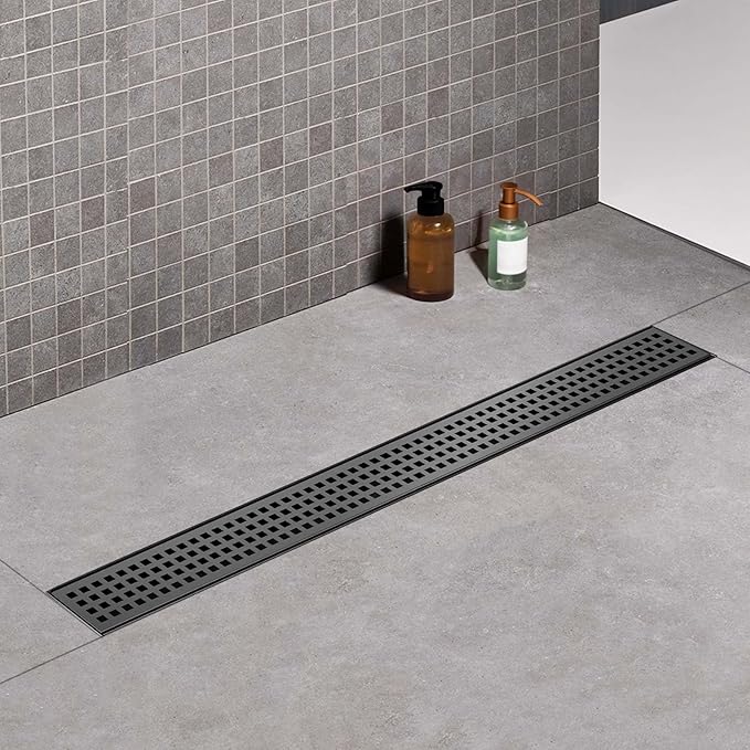 Offset Linear Shower Drain, Matte Black Shower Drain 32 inch - Image 3
