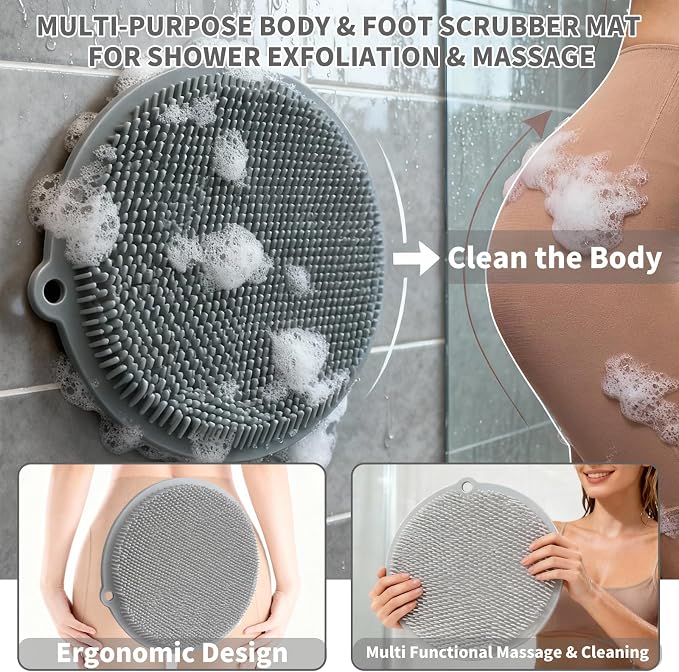 2 Pack Shower Foot Scrubber & Shower Back Scrubber Wall Mounted - Image 6