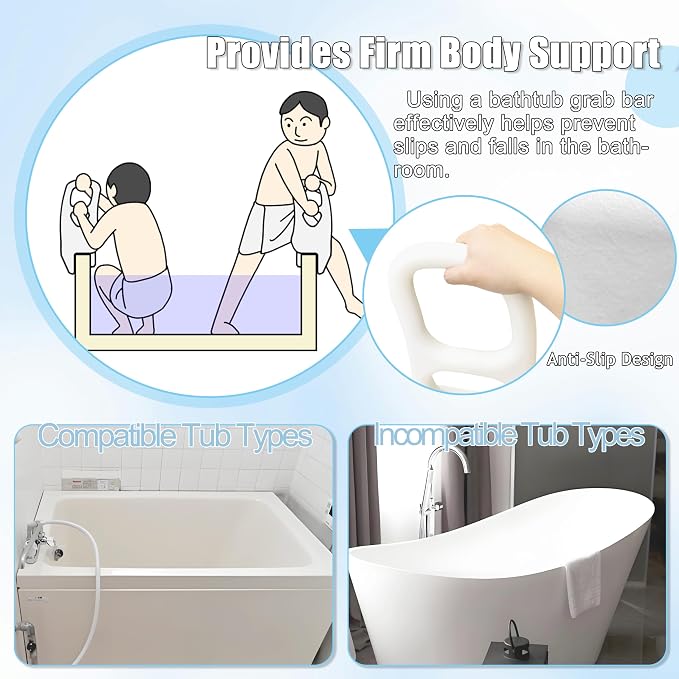 FamilyRoots Adjustable Bathtub Safety Rail, Shower Grab Bar Handle - Image 5