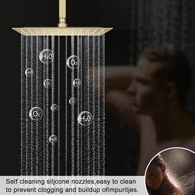 Brushed Gold Shower System Digital Temperature Display Shower Faucet Set - Image 3