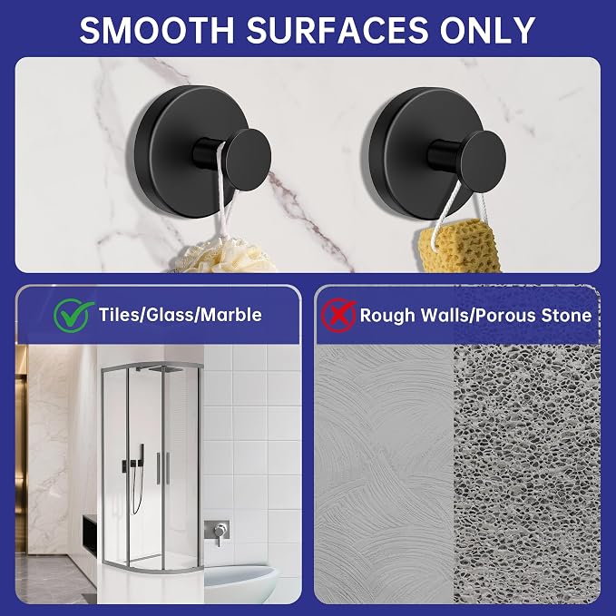 luckin smile Suction Cup Hooks for Shower, No-Drill Removable Towel Hook for - Image 5
