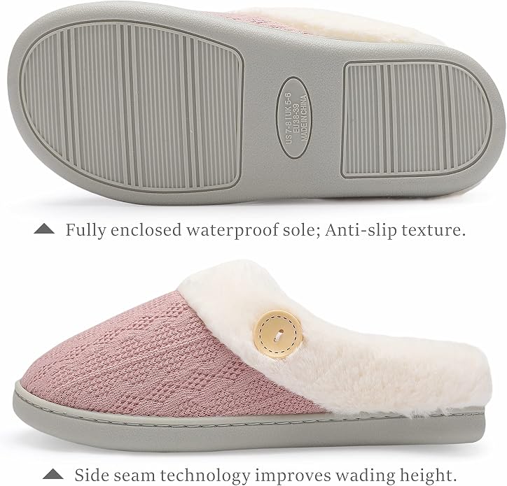 Chantomoo Womens Slipper Warm Comfy Memory Foam House Slippers Knitted Shoes - Image 2