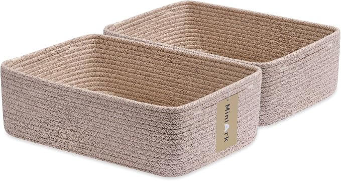 Large Shallow Organizing Baskets 15x11x5.1 Inches by MiniArkStorageBasketsHome