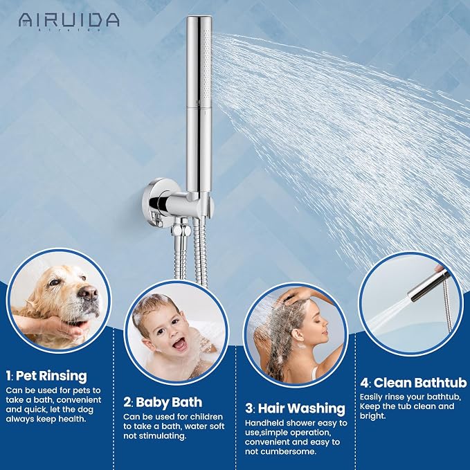 Airuida Shower Fixtures 2 Functions Shower Faucet Set Wall Mounted - Image 8