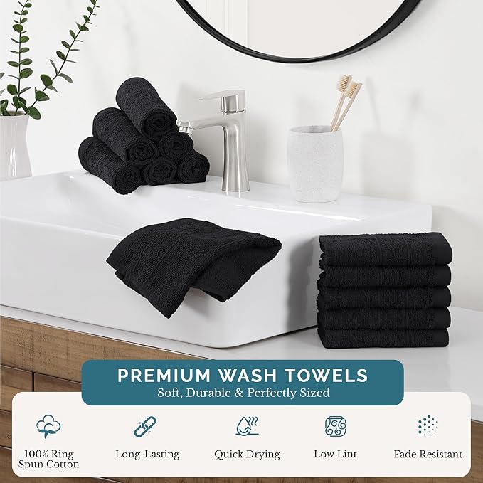 Casa Platino 100% Cotton Washcloths 12 Pack - Image 2