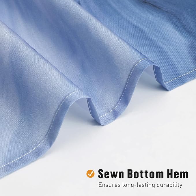 MitoVilla Navy Blue Marble Extra Long Shower Curtain Set 72 x 84, Modern Ombre - Image 4
