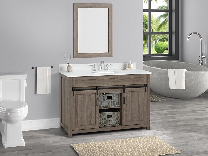 TILE & TOP Farm Barn 48" Single Bathroom Vanity Cabinet Without Top, Antique - Image 2