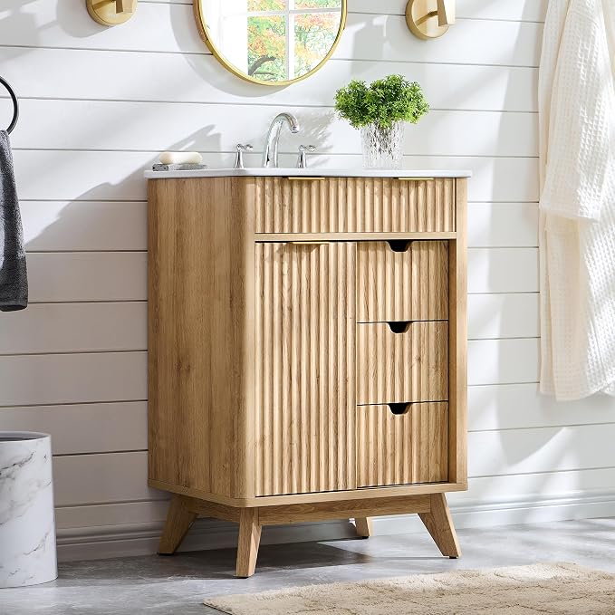 T4TREAM 24" Fluted Bathroom Vanity by T4TREAMFurniture