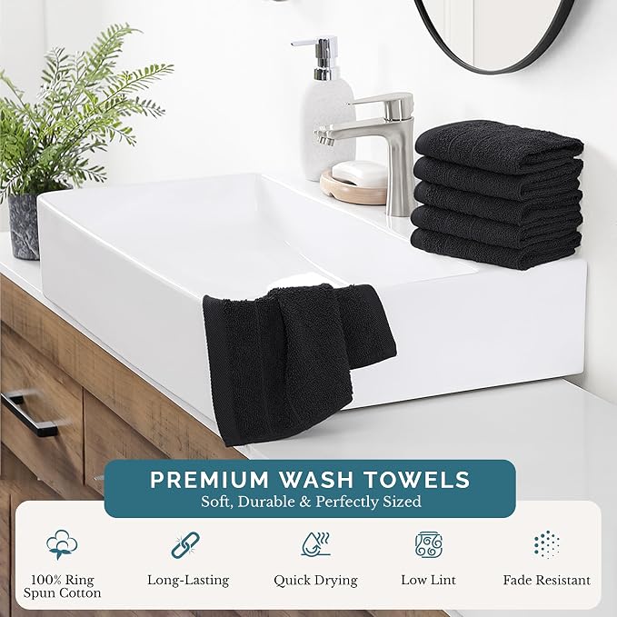 Casa Platino 100% Cotton Washcloths 6 Pack - Image 2