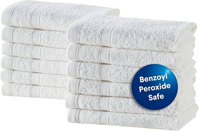 Clorox Bleach Friendly, Quick Dry, 100% Cotton Washcloths, Highly Absorbent by MainstreamInternational