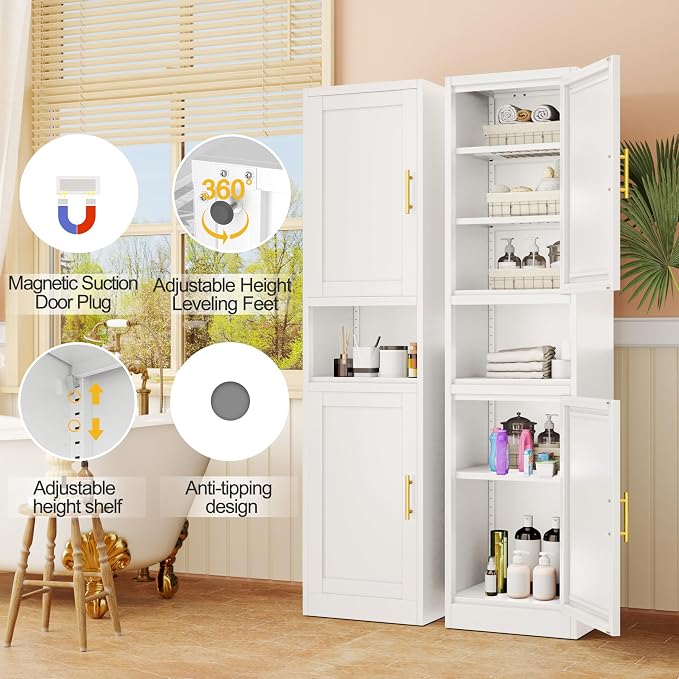 66.93" Tall Bathroom Storage Cabinet, Metal Storage Cabinet - Image 6