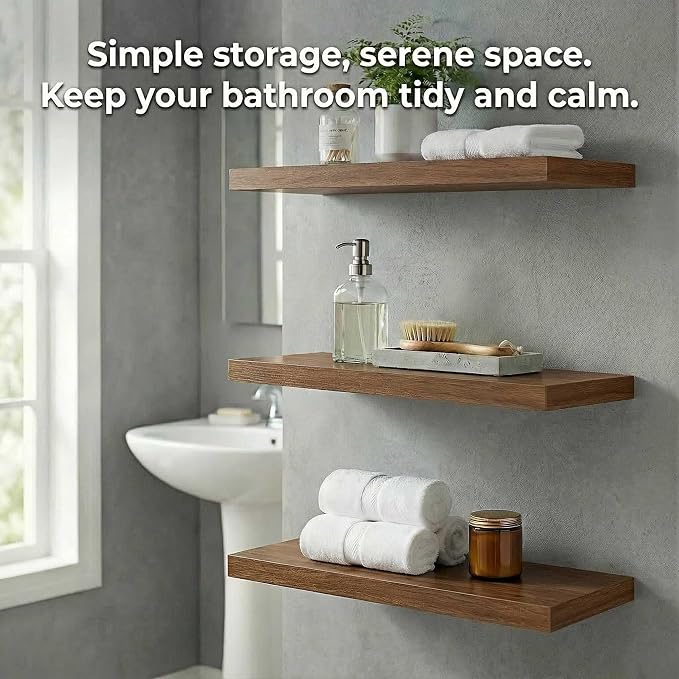 SAUMONIERES Floating Shelves Wall Shelf Solid Wood - Image 2