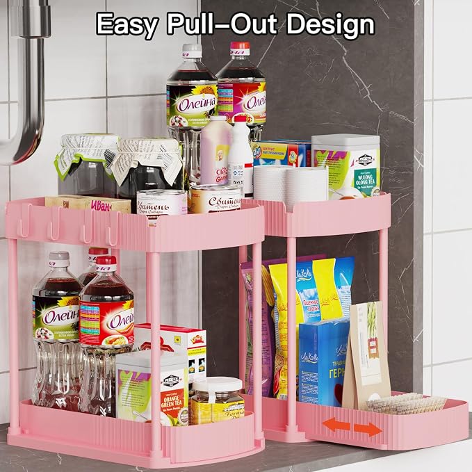 2 Pack Multi-Purpose Pull-Out Storage Organizers, Under Sink & Cabinet - Image 4