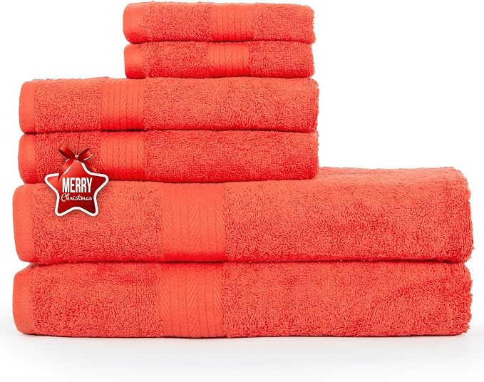 Ample Decor 100% Cotton Luxury 6 Piece Towels Set, 2 Bath Towels, 2 Hand Towels by AmpleDecor