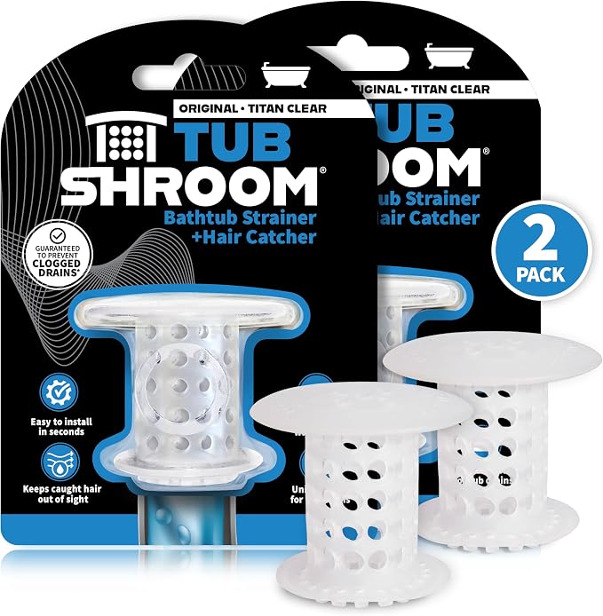 TubShroom Tub Drain Hair Catcher Strainer, 2 Pack, Fits 1.5” – 1.75” Bathtub by TubShroom