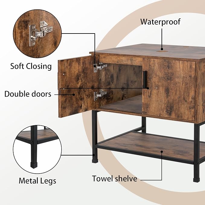 UEV Rustic Brown 36 Inch Bathroom Vanity - Image 6