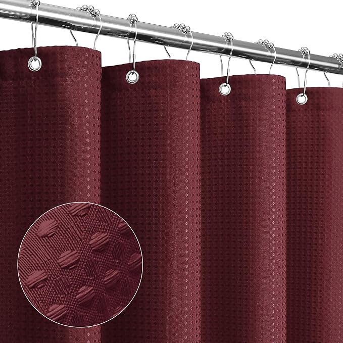 Gibelle Extra Long Shower Curtain 72 x 84, Tall Waffle Weave Textured Fabric by Gibelle