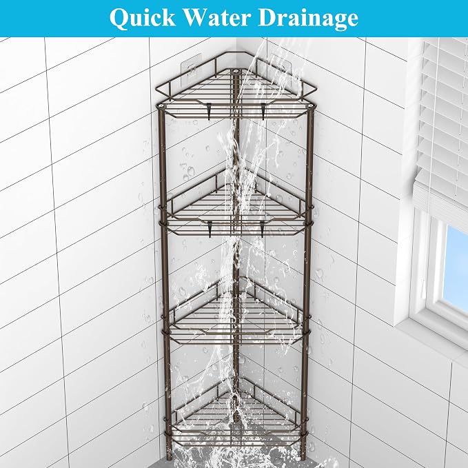 4 Tier Floor Standing Corner Shower Caddy Organizer Shelf - Image 6