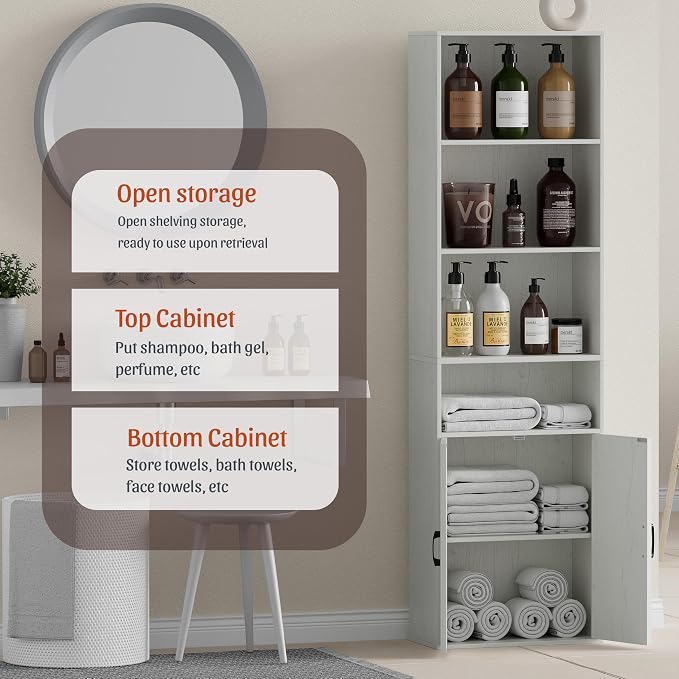 Tall Bathroom Storage Cabinet, Bathroom Floor Cabinet - Image 6