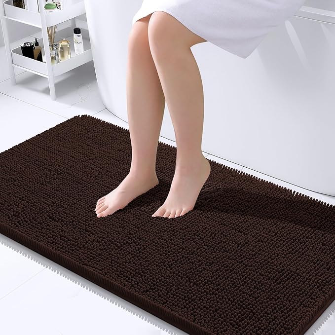 OLANLY Bathroom Rugs 45x27, Extra Soft Absorbent Chenille Bath Rugs, Rubber by OLANLY