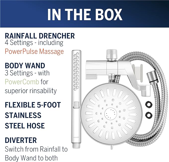 Waterpik High Pressure Handheld Wand and Rain Shower Head Combo - Image 3