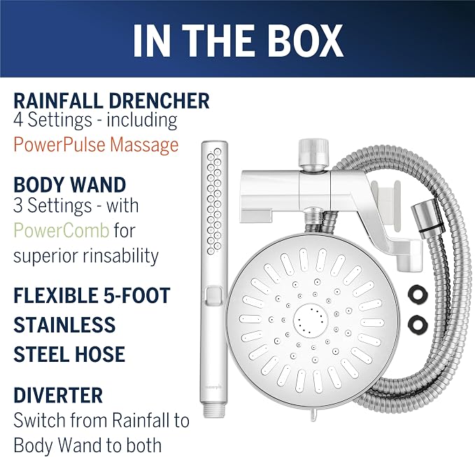 Waterpik High Pressure Handheld Wand and Rain Shower Head Combo - Image 3