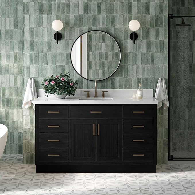 ARIEL Hepburn 61 Inch Single Rectangle Sink Bathroom Vanity by Ariel