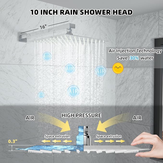 10 Inch Shower Faucet Set, Rainfall Shower System - Image 4