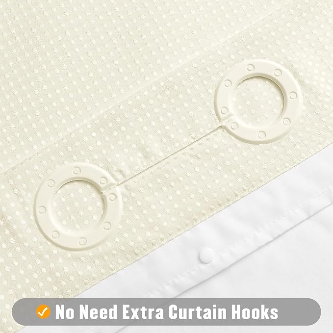 MitoVilla Ivory Waffle Small Stall Shower Curtain Liner Set 36 x 74, No Hooks - Image 3
