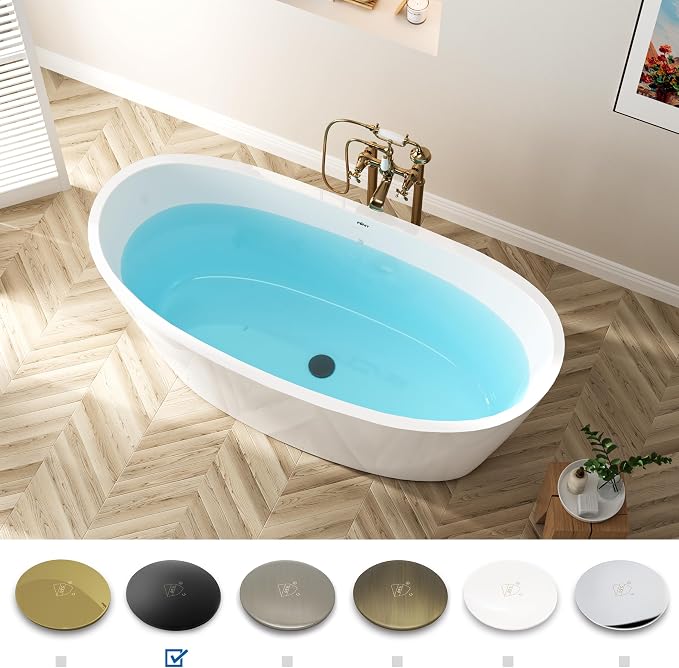 FerdY Naha Elite 59" Acrylic Freestanding Bathtub, Curve Edge Freestanding - Image 3