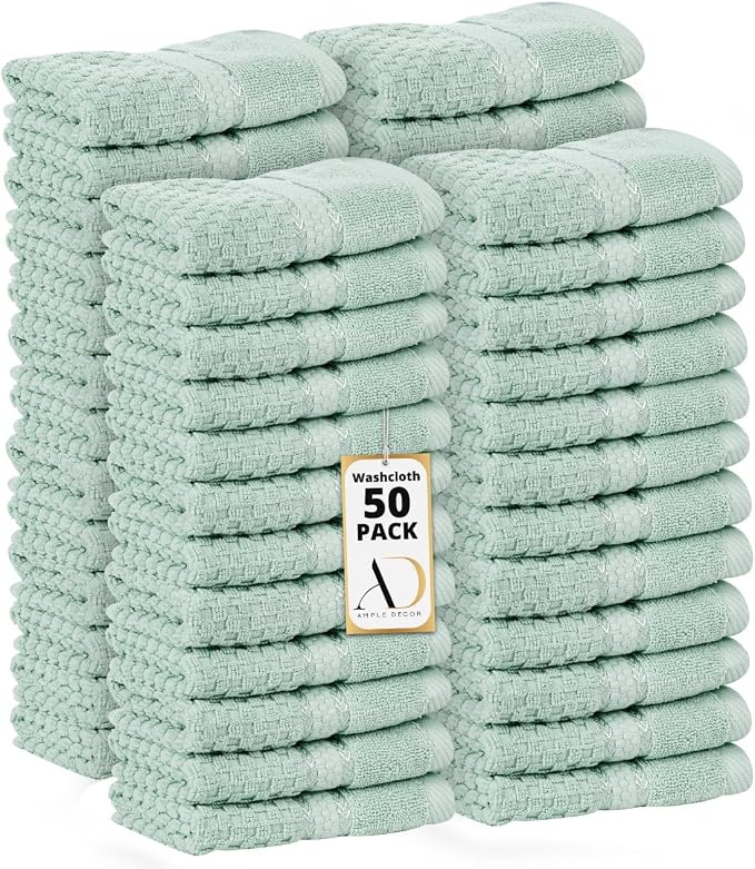 Ample Decor 100% Cotton Washcloths Set of 50 by AmpleDecor