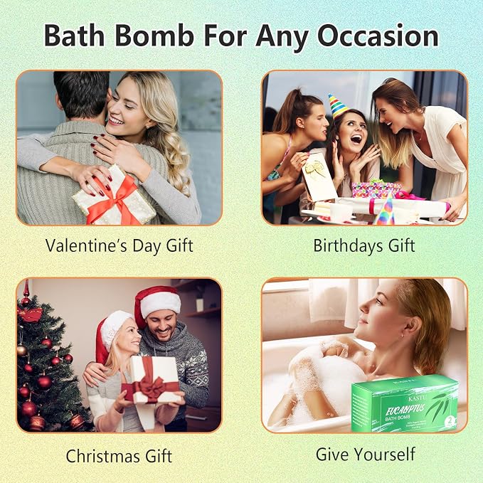 Bath Bombs Salt Balls, Eucalyptus Extract Essential Oils, Moisturizing Dry Skin - Image 4